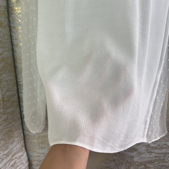 Zara Basic White Dot Chiffon Puff Sleeve Blouse Size M - Picture 6 of 12
